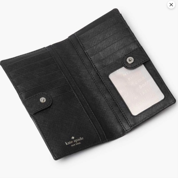 Kate Spade Polka Dot Wallet Slim Bifold Black White Pre-owned - Picture 3 of 7